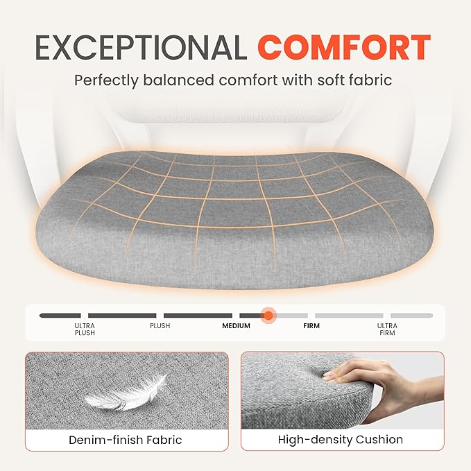 NEO Chair Office Desk Ergonomic Mesh Computer Chair with Lumbar Support Adjustable Height Swivel Rolling Wheels Comfy Mid Back Task Chair for Home Bedroom Vanity Study (Grey)