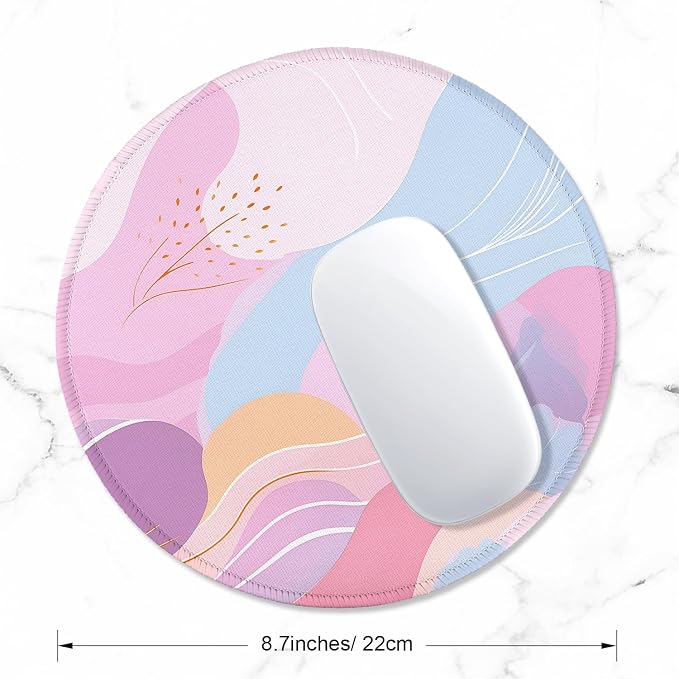 ITNRSIIET Round Mouse Pad with Stitched Edge Premium-Textured Waterproof Non-Slip Rubber Base Desktop Protection Mat Diameter 8.7 inches, Art Style Pattern