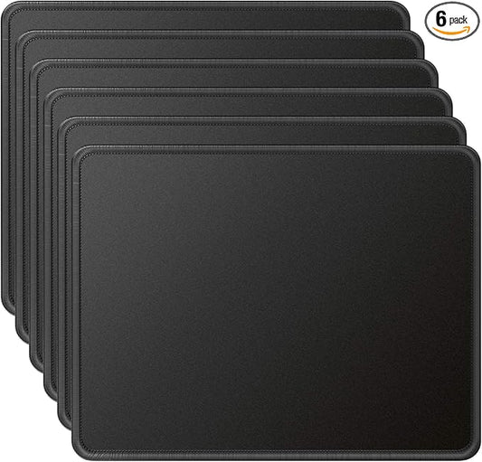 MROCO Mouse Pad 6-Pack [30% Larger] with Anti-Fray Stitched Edges, Premium Waterproof Surface, Non-Slip Rubber Base, Computer & Gaming Mouse Mat for Laptop, Office & Home, 8.5 x 11 in, Black