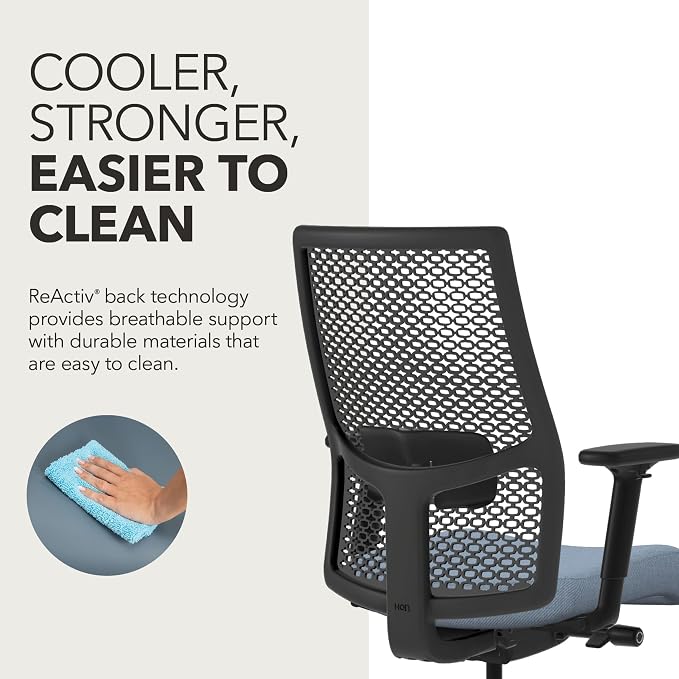 HON Ignition 2.0 ReActiv Ergonomic Office Chair, Lumbar Support, Blue | Ergonomic office desk chair with lumbar support, adjustable arms, office decor, advanced tilt for workstation comfort