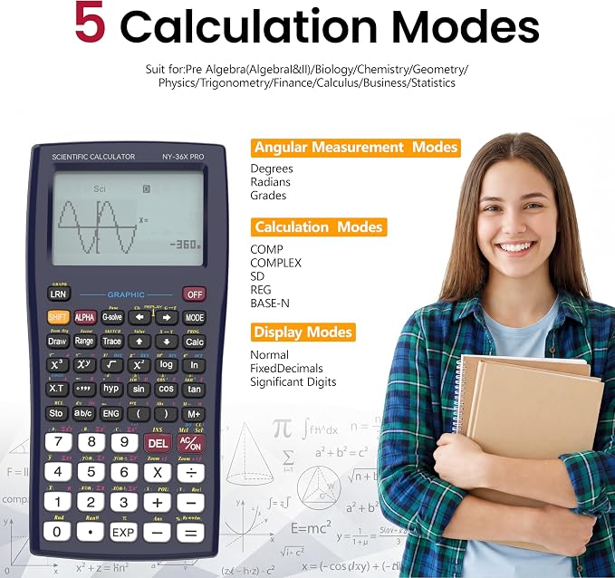 ROATEE Graphing Scientific Calculators 36X Pro 360 Functions for School | Desktop Calculators 3-in 14 Digit Display Office Supplies for High School Student Teacher Engineer