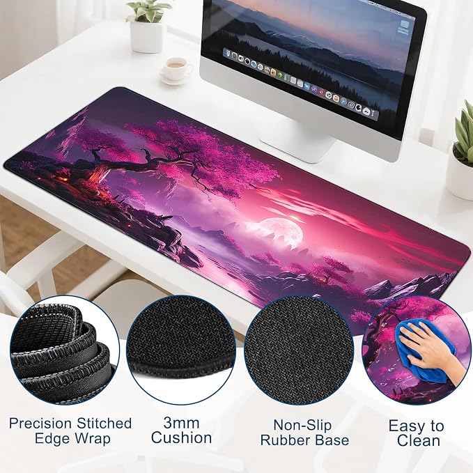 Gaming Mouse Pad, Desk Mat for Keyboard and Mouse, Large Mouse Pad for Desk, Computer Mousepad