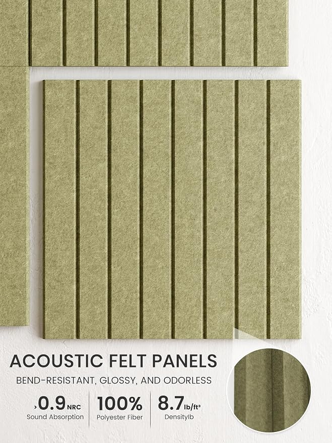 Bumusty 36"x 24" Large Felt Bulletin Board Tiles,Olive Green | 6-Pack Cork Board Alternative, Wall Decor, 30 Pushpins, 30 Adhesive Tabs, Vision Board, Office, Classroom, Home, Dorm