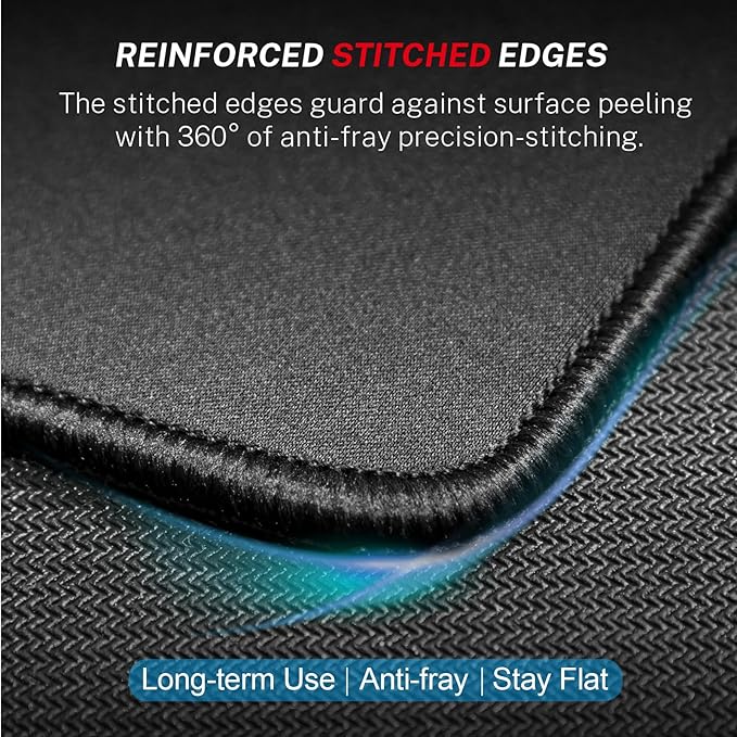 MROCO Large Gaming Mouse Pad [50% Larger] with Non-Slip Rubber Base, Premium-Textured Waterproof Surface, Stitched Edges, Computer & Gaming Mouse Mat for Laptop, Office & Home, 14 x 11 in, Black