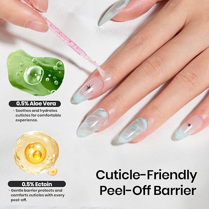 Beetles Odorless Liquid Latex for Nails 15ml - White Latex Nail Polish Barrier Peel Off Cuticle Guard for Gel Polish Protector Fingers Air Dry Nail Art Cuticle Protectors with Stick Gifts for Women