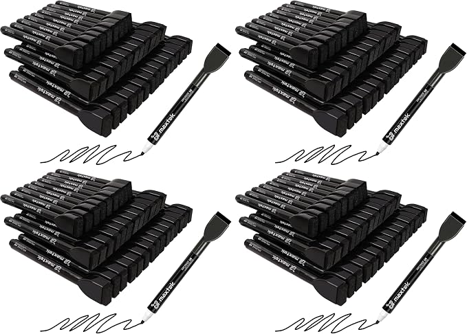 maxtek Black Dry Erase Markers, 36 Count, Fine Tip (Pack of 4)