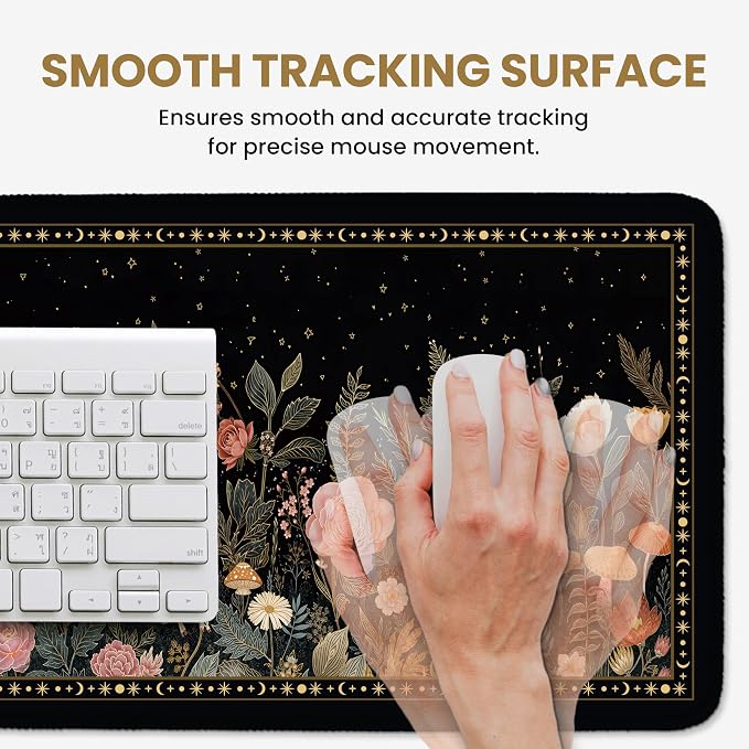 Aesthetic Desk Mat, Cute Wildwood Fox Desk Pad Protector for Work & Decor, 31.5" x 11.8", Pretty Non-Slip Extended Mouse Pad for Office or Home