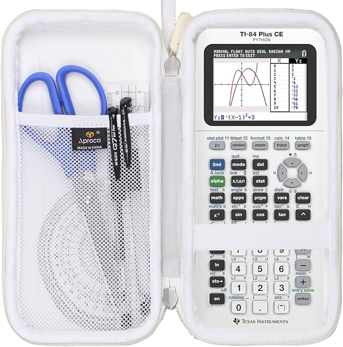 Aproca Calculator Case Compatible with Texas Instruments TI-84 Plus CE / TI-84 Plus / TI-83 Plus / TI-89 Titanium / TI-85 / TI-86 Color Graphing Calculator -White (Case Only)