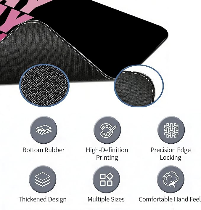 Christian Mouse Pad Black and Pink Desk Mat, Pray Over it Religious Large Computer Mouse Pad for Desk, Jesus Long Aesthetic Desktop Mats for Desk Office, Christian Church Gifts 31.5x11.8