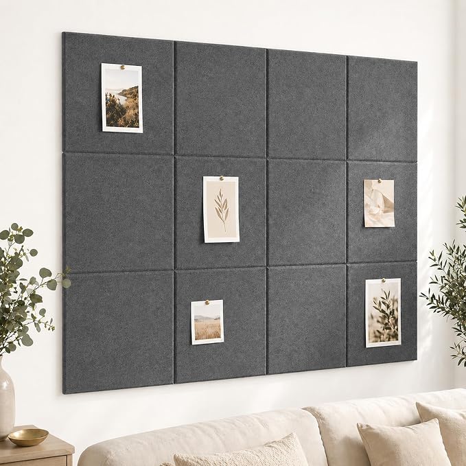 Felt Bulletin Board Tiles, Large Cork Board Alternative,24 x 36 in | 0.35 in modular felt wall tiles for notes, photos, schedules, reminders in offices, classrooms, home and office workspaces
