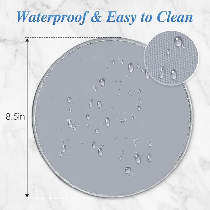 Round Mouse pad, high-end Texture, Sewn Edge Design, Anti-Slip Rubber Base. 8.6 x 8.6 inches (Grey)