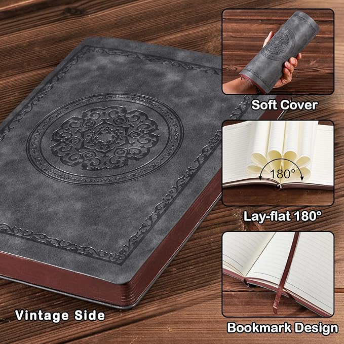 2026 Leather Vintage Journal Notebook,300 Pages,Leather Softcover Lined Journal Notebooks for Women Men,Notebook Journals for Writing Travel,Business,Office,7.1'' X 9.8''
