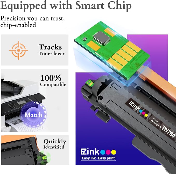 TN760 Toner for Brother Printer TN-760 TN 760 TN-760 TN730 TN-730 TN-730 | Compatible for Brother MFC-L2710DW MFC-L2750DW HL-L2350DW HL-L2370DW HL-L2395DW L2390DW DCP-L2550DW for TN760 (4 pack, Black)