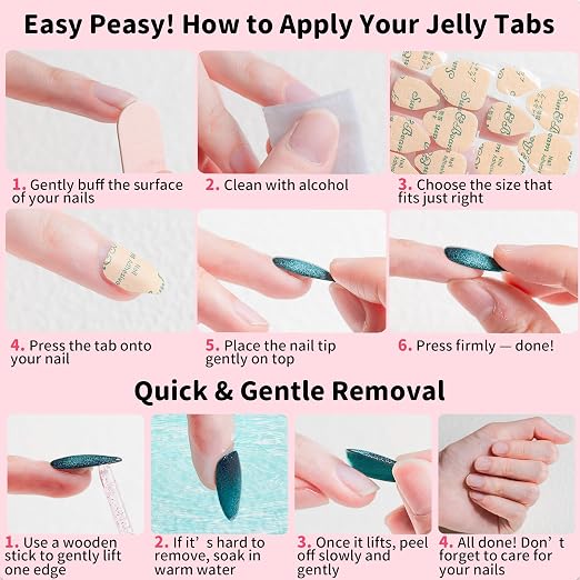 Sun&Beam Nails Adhesive Tabs 25 Sheets for Press On False Nail Tip Gel Glue Double Sided Tape Stickers Waterproof Transparent Strong Sticky (Large Size for Hands/25 Sheet)