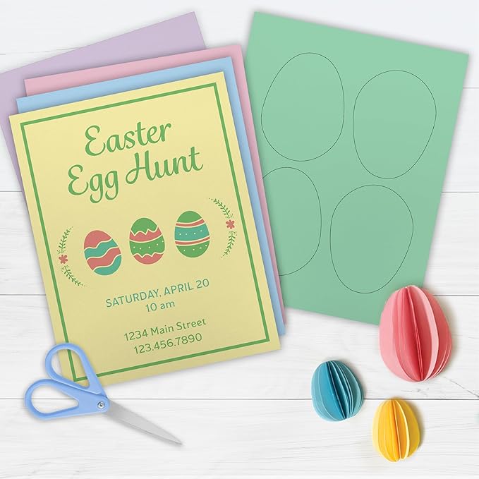 PrintWorks Easter Paper 8.5" x 11" - 300 Sheets - 5 Assorted Pastel Paper Colors - 30% Recycled - Ideal for School & Craft Projects - Made in The USA - SFI® Certified - 20 lb/75 GSM (00586)