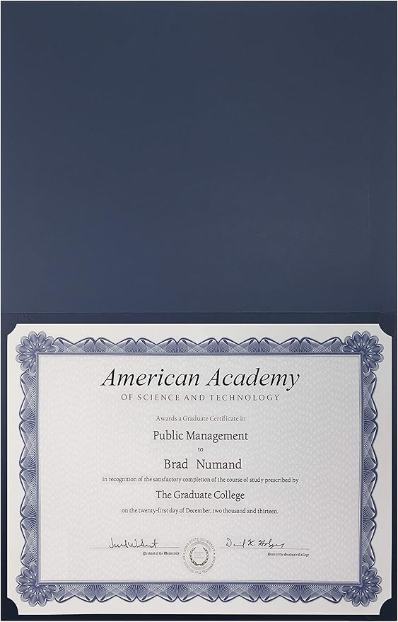 Better Office Products 25 Pack Navy Blue Certificate Holders, Diploma Holders, Document Covers with Gold Foil Border, for Letter Size Paper, 25 Count, Blue