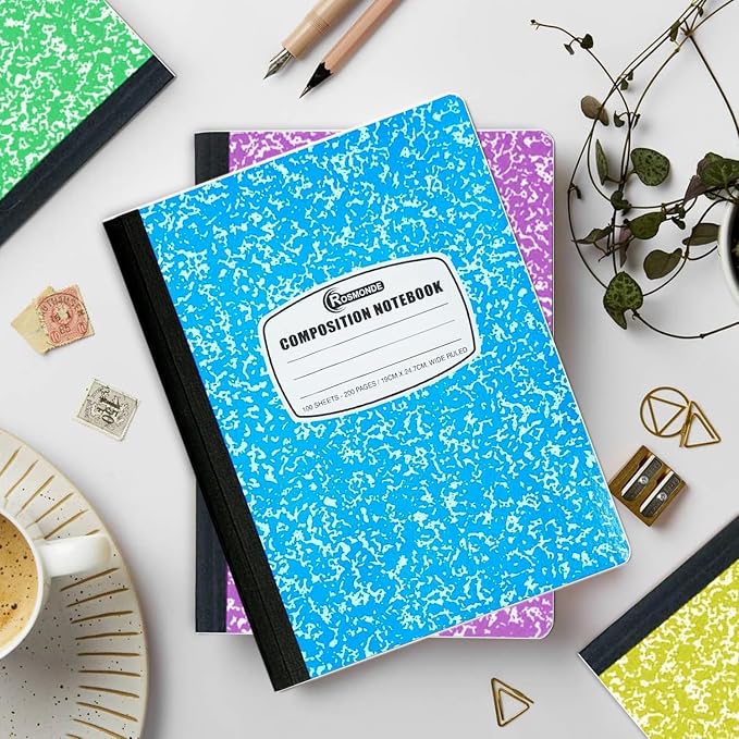 Composition Notebooks Bulk, 5000 Pack, Wide Ruled, Color Marble | Wide Ruled Sheets, 200 Pages (100 Sheets), 9-3/4 x 7-1/2, Bulk Supplies for School Districts & Office, 4-7 Days Transit