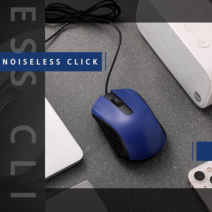Hoteam 12 Pcs Wired Mouse Bulk, USB Ergonomic Computer Mice,Blue | Plug Play USB Cord, Textured Grip for Office Gaming, Desktop Laptop Compatible, Bulk Office School Business Supply