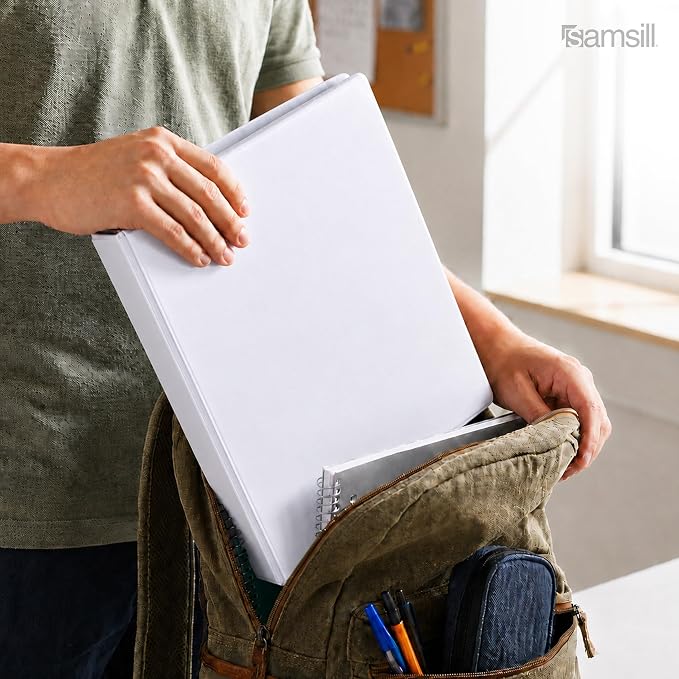 Samsill 2 Inch 3 Ring Binders, Economy Round Ring, Clear View Cover, 425 Sheet Capacity - for School, Home, Office - White, 12 Pack