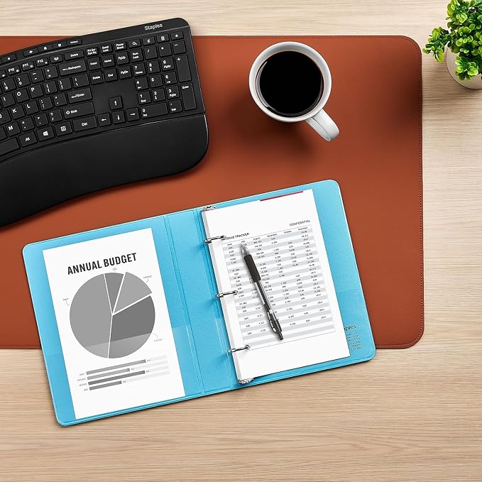 Staples Mini View Binder, 1-Inch 3-Ring, Compact, Teal, 175 Sheets | Compact size for notes, school, and small project organization.