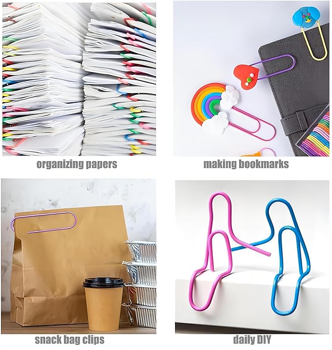 50 Pack 4 Inches Jumbo Paper Clips, Vinyl Coated Multicolored Extra Large Mega Paperclips, Colored Binder Clip for Office School Document Organizing Office Supply Accessories