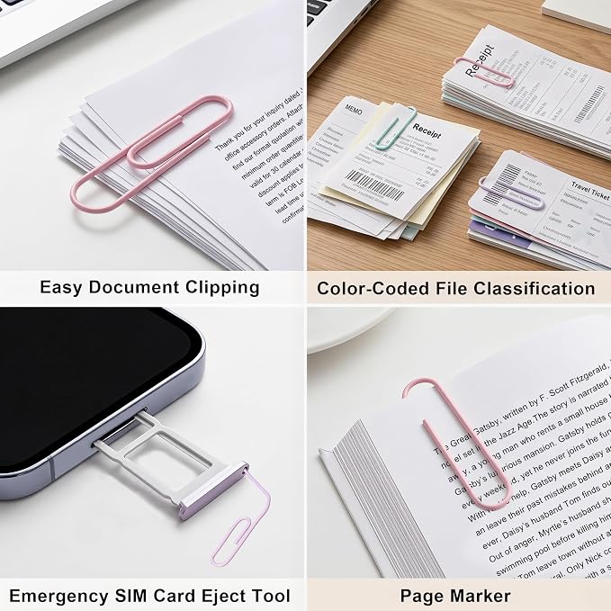 240PCS Binder Clips and Paper Clips Set - Assorted Sizes Colorful Office Supplies Kit with Storage Box, Large Medium Small Clips for Desk Organization, School, Home