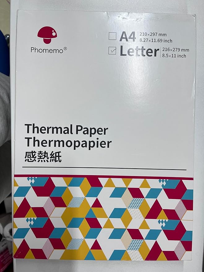 200 Sheets Phomemo Thermal Paper 8.5'' x 11'', US Letter Size Fold Thermal Paper Compatible with M832D M832 M834 M835 M833 M836 M08F-Letter Portable Printer