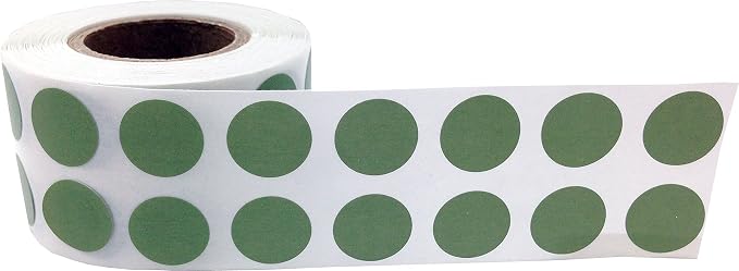 Olive Green 1/2" Inch Round Adhesive Labels 1,000 Color Coding Dot Stickers for Efficient Inventory Management, Crafting Projects, and Organizational Tasks in Offices, Schools, and Homes