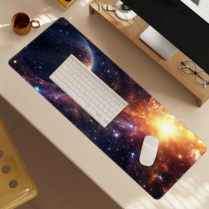 Planet Gaming Mouse Pad, Large Extended Mouse Pad Big Computer Mousepad for Home Office Gaming Work 31.5x11.8inch (Star Star)