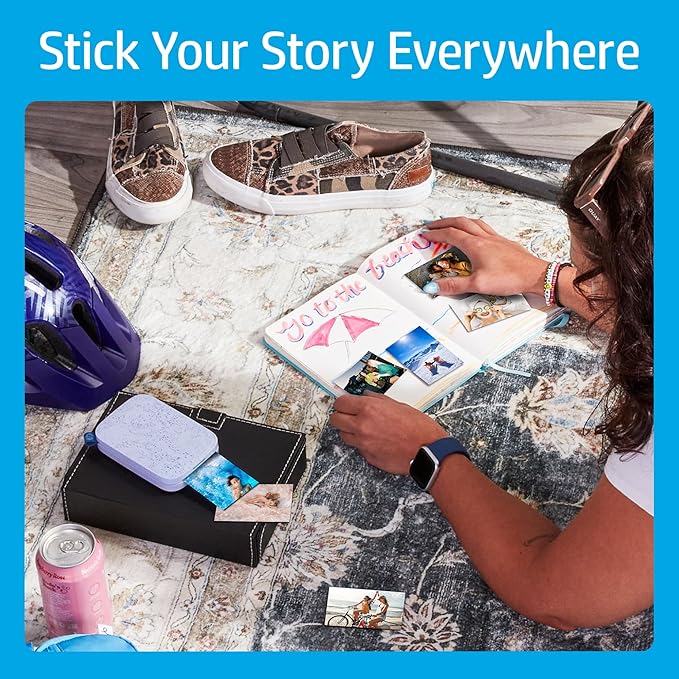 HP Sprocket 2x3 Instant Smartphone Photo Printer - Portable Color Wireless Mobile Printer - Zink Sticky-Back Photos - Print from Compatible iOS & Android Devices with Bluetooth w/Fun App - Purple