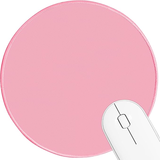 Round Mouse pad, high-end Texture, Sewn Edge Design, Anti-Slip Rubber Base. 8.6 x 8.6 inches (Pink)