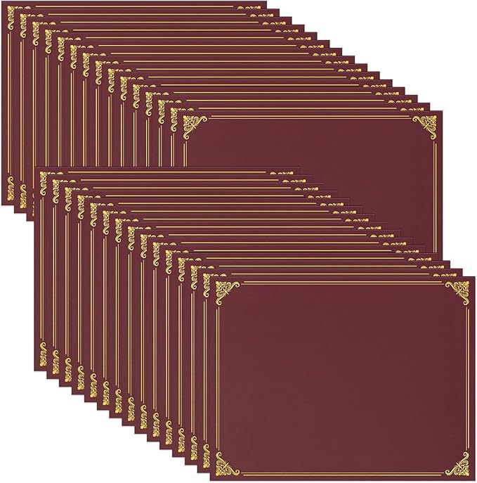 Ndsox 30 Packs Burgundy Certificate Holders, Graduation Diploma Holders, 350GSM, Diploma Covers with Gold Foil Border for Letter Size 8.5" x 11" Award Certificate Paper, Cardstocks and Documents