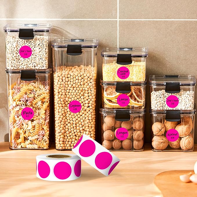 PARLAIM 3/4 Inch Color Coding Label Stickers,500PCS Circle Inventory Sticky Dots Sticker in Dispenser Box,Fluorescent Pink Adhesive Round Dot Labels for Office Home(Fluorescent Pink)