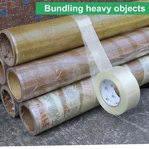 BOMEI PACK 36PACK Reinforced Packing Tape, 5.5Mil 2Inx 55Yds, Heavy Duty Filament Strapping Tape 2inch for Packing Shipping, Moving and Storage, Total 1980yds