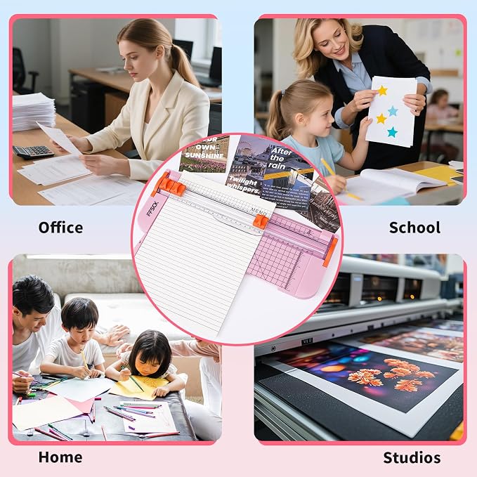 A4 Paper Cutter Slider 12 Inch Paper Trimmer Photo Cutter, Pink | Small Paper Cutter for Classroom Scrapbooking Cutter, Cutter Sliding