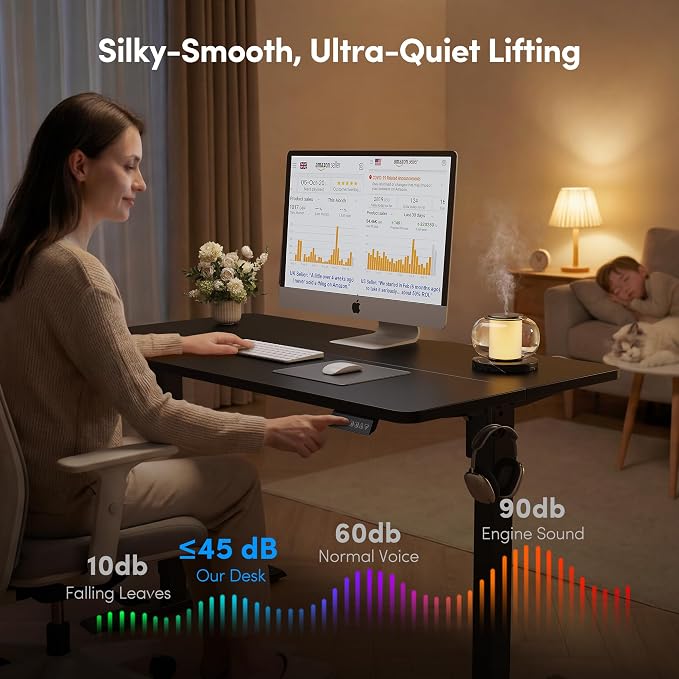 FEZIBO Standing Desk 63 × 28 Inch Electric Height Adjustable, Black | Sit and Stand Up Adjustable Desk, Home Office Computer Desk with 3 Customizable Memory Presets