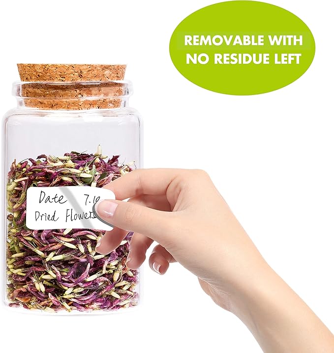 1000 Removable Food Labels, Water/Oil/Tear Resistant Blank Stickers with Perforation Line for Food Containers, Freezer, Fridge, Jars, Pantry, Organization (1” x 2”)