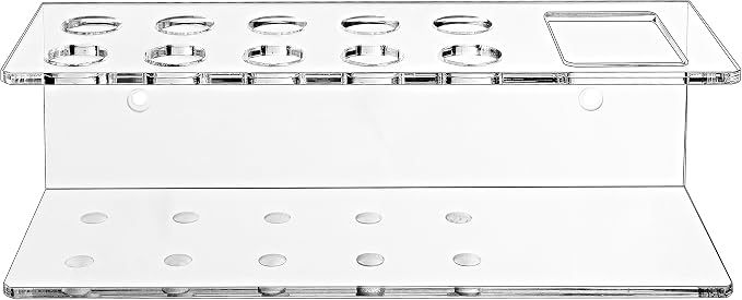MyGift Acrylic Dry Erase Marker Holder, 10 Slot Whiteboard Organizer | Ten compartments organize markers, erasers, and board tools with a clear design for classrooms, offices, and workspaces