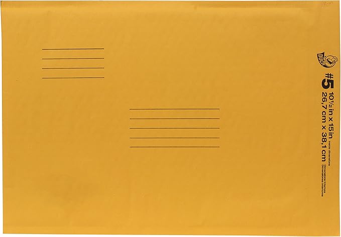 Duck Brand Kraft Bubble Mailers, #5 - 10.5 x 15 Inches, 5-Pack (756618)