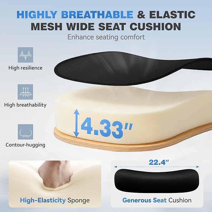 Ergonomic Office Chair, High Back Mesh Desk Chairs Comfy with Adjustable Lumbar Support, Home Computer Gaming Chair with 3D Headrest for Long Hours, 8 Pack