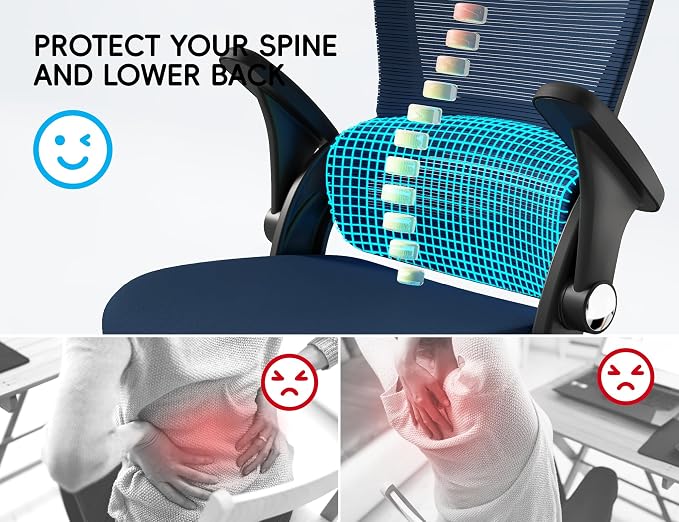 TRALT Office Chair - Ergonomic Office Chair with Back Support for Adults | Home Office Desk Chair with Lumbar Support - Ergonomic Mesh Chairs 330 lb Wide Seat for Work, Office, Gaming(Dark Blue)