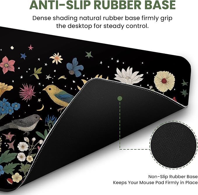 Aesthetic Desk Mat, Cute Enchanted Garden Desk Pad Protector for Work & Decor, 31.5" x 11.8", Pretty Non-Slip Extended Mouse Pad for Office or Home