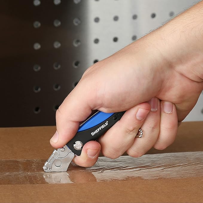 Sheffield Mini Box Cutter, Mini Utility Knife Aluminum Handle, Accepts Mini Utility Blades, Keychain Knife for Home, Office, Trades, and Warehouse
