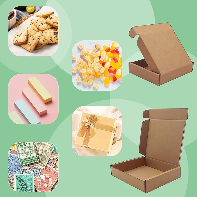 5x4x1 inch Small Shipping Boxes 50 Pack, Brown Kraft Corrugated Cardboard Mailer Boxes Bulk for Packaging Business Mailing Gift，Mini Mailer Boxes for Packaging Supplies