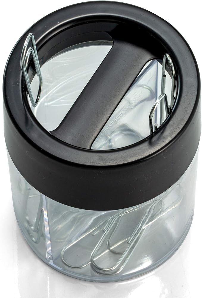 Officemate Magnetic Clip Dispenser, Large/Round, 200 Clip Capacity, Black/Smoke (93692)