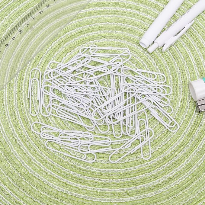 100 Pcs White Paper Clips, 2 Inch (50mm) Colorful Paperclips | Vinyl Coated, Colored Jumbo Paper Clips, Rust Proof, for Office, School, DIY, Bookmarks and Document Organization