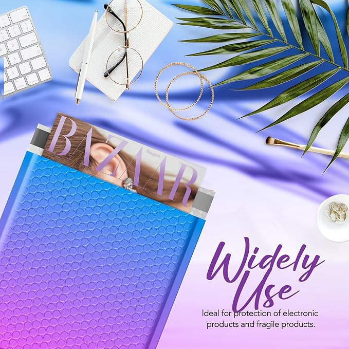 Fuxury Bubble Mailers 8.5x12" 40 Pack Padded Envelopes Usable Size 8.5x11" Thick Mailing Envelopes Bubble Opaque Padded Mailers Shipping Bags for Mailing Jewelry Makeup Small Business #2 BluePurple