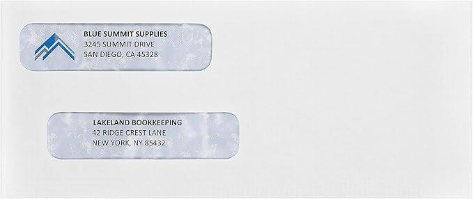 500#8 Self Seal Double Window Security Envelopes Designed for QuickBooks Checks - Computer Printed Checks - 3 5/8 X 8 11/16 (Not for Invoices)