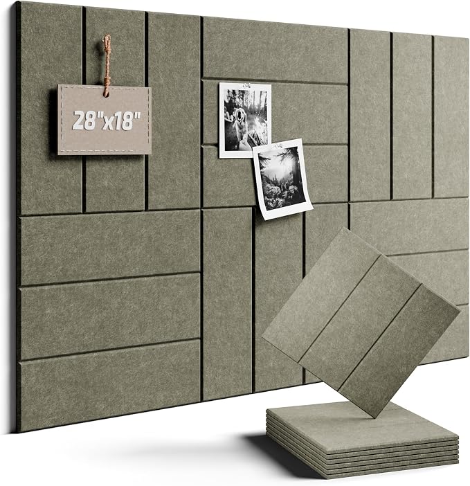 28" x 18" Felt Bulletin Board Tiles, Bold Stripe, Earth Brown | 6-Pack Cork Board Alternative, 30 Adhesive Tabs, Push Pin Board, Wall Decor, Office, Home, Classroom, Dorm