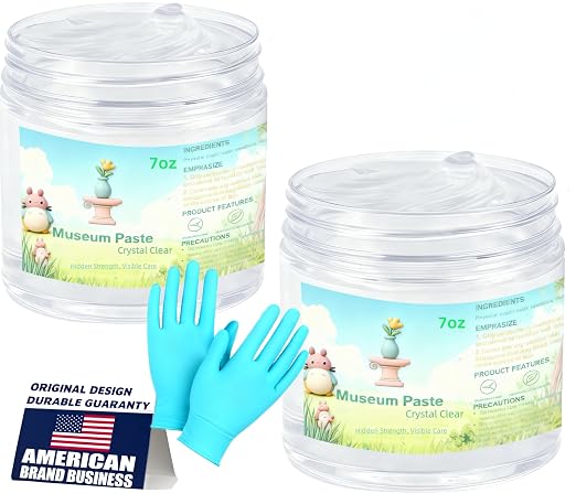 14 Oz Exhibits Gel for Museum, Removable Clear Museum Paste Putty &Wax, Reusable & No Residue, Fixed Collection Artifacts and Decorations to Prevent Vibration, Falling (Clear 2Pack Max)
